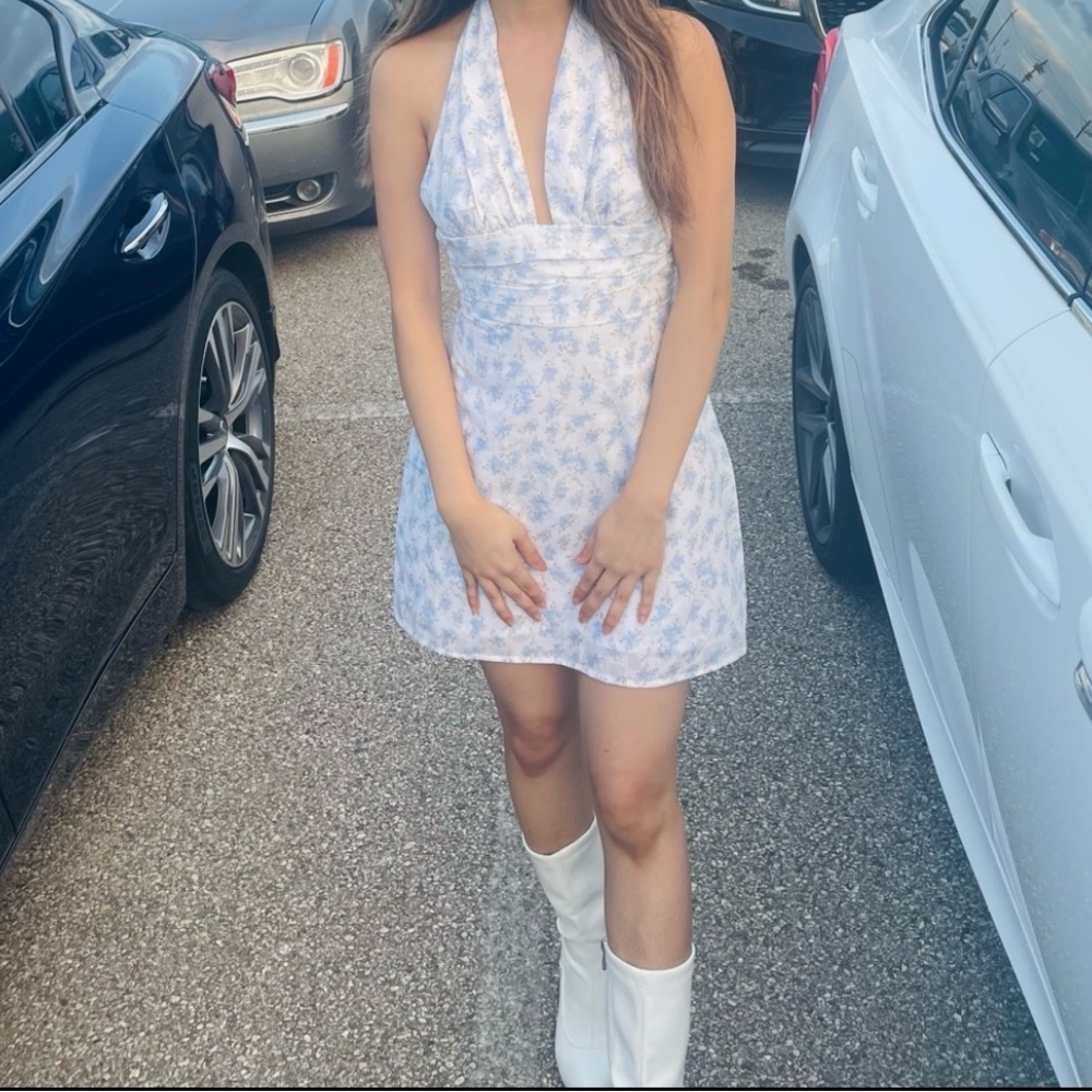 Princess Polly White and Blue Floral Mini Dress